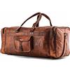 Originale Borsa da viaggio grande vintage weekend uomo in pelle tinta unita nera 30" or...