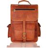 Vintage Zaino Zaino 12" Borsa da Viaggio per Laptop Uomo Nero Vintage Pelle Day pack