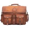 Originale NUOVA grande borsa/valigetta messenger in vera pelle stile vintage capra fatt...