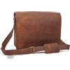 Originale Borsa messenger da appendere per laptop vintage retrò in vera pelle marrone f...
