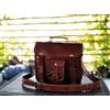 Originale Borsa a tracolla vintage in pelle da uomo fatta a mano marrone per laptop mes...