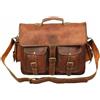 Originale Grande borsa a tracolla per laptop in vera pelle di capra vintage marrone mes...