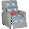 HOMCOM Poltrona Relax Elettrica Massaggiante e Riscaldante, Silenziosa, Poltrona Reclinabile 150° in Ciniglia con Cuscino, Funzione Memory, 2 Telecomandi, Poggiapiedi, Soggiorno Ufficio, Grigio Scuro