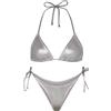 Ella Lust Bikini Metallico per Le Donne - Costume da Bagno Argento a Vita Alta Cravatta Laterale Perizoma Inferiore Triangolo Top Costumi da Bagno Lucidi Set da 2 Pezzi, Argento, S