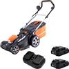 Yard Force Tosaerba a batteria da 20 V, con 2 batterie da 2,5 Ah, larghezza di taglio 34 cm, regolazione dell'altezza di taglio variabile da 25 a 75 mm, sacco di raccolta ibrido da 45 l