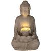 WELL HOME MOBILIARIO & DECORACIÓN Well Home Fontana Buddha in colore sabbia con luci LED per spazio esterno 28,5 x 24,5 x 48 cm