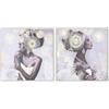Home ESPRIT Quadro coloniale dorato africano 80 x 2,8 x 80 cm (2 pezzi)