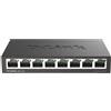 D-Link DGS-108 Switch 8 Porte Gigabit, Struttura in Metallo, Nero/Antracite