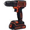 BLACK+DECKER, Trapano/Avvitatore 18V - 1.5Ah con Doppia Batteria in Valigetta, Nero, 10,5 x 30,5 x 30,5 cm. BDCDC18KB-QW
