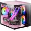 Mars Gaming MC-VIEW, Case Mini Tower Gaming Micro-ATX, Vetro Temperato a 90° Senza Cornice, Struttura Modulare a Doppia Camera, Supporto Completo per il Raffreddamento a Liquido, Rosa