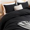 ROSGONIA Set di biancheria da letto per letto matrimoniale, 3 pezzi (1 piumino nero boho e 2 federe), biancheria da letto leggera per tutte le stagioni, set regalo