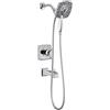 Delta Faucet Ashlyn 17 Series - Kit di finiture per vasca e doccia a doppia funzione con soffione doccia a 2 spray touch Clean In2ition 2 in 1 con tubo, cromato T17464-I (valvola non inclusa)