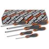 Beta 1201E/S6 - Set di 6 Giraviti Evox per Viti a Testa con Intaglio, Cromati con Punta Nera, Impugnatura Ergonomica, Lunghezze da 75 a 200 mm - Utensile Professionale per Officina e Manutenzione