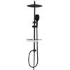Görbach Colonna Doccia idromassaggio Colonna Doccia Nero in INOX 304 Doccia Soffione Colonna Senza Miscelatore Set Doccia a Pioggia con Doccetta e Mensola,Soffione (D25cm)