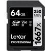 LEXAR 64 GB SDXC 1667X 250MBs UHS-II