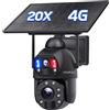 SHIWOJIA Telecamera con Sim 4G da Esterno 20X Zoom 360° PTZ Telecamera da