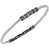Breil, Collezione Loop, Bracciale Uomo in Acciaio Bicolor, Design Contemporaneo, Sottile Cavetto in Acciaio Nero con Cubic Zirconia, Chiusura a Gioielleria Regolabile 17.5-20 cm, Colore Nero-Argento