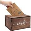 JINGHANGER Scatola di Carte di Nozze in Legno 29,2x26,6x16,5 cm Scatola Porta Buste in Legno per Matrimonio con Fessura e Coperchio Scatola di Regalo per Ricevimento Anniversario Laurea