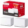 Mercusys TP-Link Halo H3000X(2-pack) WiFi 6 Mesh AX3000Mbps, 3 Porte Ethernet Gigabit, Controllo Parental, Collega Fino a 150 Dispositivi, VPN,Router e Ripetitore, 2 Pezzi con Copertura Fino a 460 ㎡