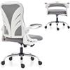 HOLLUDLE Sedia da Ufficio Ergonomica con Schienale Pieghevole, Sedia da Scrivania con Sedile Allargato (52 CM), Braccioli Ribaltabili e Supporto Lombare in Rete Sedia da Lavoro Girevole, Bianco