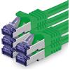 1aTTack.de 5x 0,25m CAT7 Cavo di rete RJ45 10 Gigabit SFTP PIMF - Verde | Cavo patch Ethernet, rame, 10 Gb/s, LAN, DSL, switch, modem, router, patch panel, CAT7, CAT6, CAT5