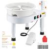 VEVOR Tornio per Ceramica, Macchina per la Formatura di Ruote in Ceramica da 28 cm, Velocità Regolabile da 60 a 300 giri/min, Pedale, Gamba di Sollevamento Regolabile, Vasca Rimovibile, Bianco