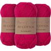Utopia Crafts Re-Cotton - Filato per maglieria, 3 pezzi, 100 g, colore: rosa