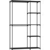 HOMCOM Guardaroba Portatile con 2 Aste e 6 Ripiani, in Tessuto non Tessuto, Plastica e Acciaio, 111x43x185 cm, Nero | Aosom Italy