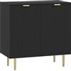 HOMCOM Credenza da cucina con 2 ante, ripiano regolabile e piedi metallici rialzati 80 x 40 x 80 cm Nero | Aosom Italy
