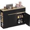 HOMCOM Credenza da cucina con 2 cassetti, 3 scaffali aperti e 2 ante 110 x 29,5 x 82 cm Nero | Aosom Italy