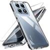 Natbok Chiaro Cover per Xiaomi 14T/Xiaomi 14T Pro + 1 Pezzi Vetro Temperato, Hard PC Anti-Graffio Antiurto Custodia TPU Bumper, Anti Ingiallimento Trasparente Sottile Custodia Case per Xiaomi 14T Pro