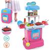 TrAdE Shop Traesio CUCINA GIOCATTOLO BAMBINI FORNELLO LUCI SUONI RICHIUDIBILE IN TROLLEY ACCESSORI
