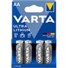 VARTA STILO AA ULTRA LITIO VARTA - BLISTER 4 BATTERIE LR6/MN1500-VAR6106301404