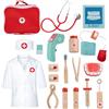 KidMigo Valigetta medica per bambini a partire dai 3 anni, in legno, per bambini, dentista, giocattolo per bambini, con valigetta medica, stetoscopio, termometro, custodia per pediatra, gioco di