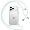 Pnakqil Cover per iPhone 17 Pro con Cordino, Trasparente Custodia con Laccio Tracolla Cellulare Girocollo Collana Protettiva per iPhone 17 Pro 6,3 Pollic, Verde
