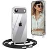 OLEPHY Trasparente Cover con Cordino per iPhone Air 6,5'', Custodia con Regolabile Collana, [Antiurto] [AntiGraffio] Case con Laccio Tracolla, Nero