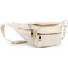 Luxvara Marsupio in Nylon per Donna, Borsa a Tracolla, Marsupio Impermeabile con 5 Tasche con Cerniera e Tracolla Regolabile, Per Viaggi All'aperto, Sport, Escursionismo, Jogging (Bianco)