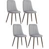 HOMCOM Sedie da Cucina Imbottite, Set 4 Pezzi in Poliestere e Acciaio, 47x55x86 cm, Grigio