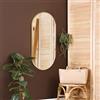 [en.casa] Specchio Ovale da Parete 30 x 60 cm Specchio Bagno a Fissaggio Verticale - Orizzontale con Cornice in Alluminio - Color Oro