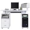 GYMAX Scrivania per Computer, 120 x 55 x 85 cm, Tavolo Porta PC, Cassetti, Vassoio per Tastiera, Ripiano per Stampante, Scrittoio per Studio Ufficio Lavoro (Bianco)