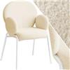 TecTake® 1 Poltrona Salotto Stile Scandinavo con Braccioli, Tessuto Bouclé, Gambe in Acciaio, Poltrona Relax con Morbida Imbottitura, Comoda Poltroncina Imbottita da Lettura - Crema