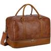 BAOSHA Borsone da viaggio grande in pelle Tote Bag Carry On Weekender Pernottamento Bag con scomparto per scarpe HB-38, Marrone, L, Classico