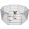 BUNNY BUSINESS Box a 8 pannelli per cani, cuccioli, gatti e conigli, pieghevole, ideale per interni ed esterni, box per cuccioli (piccolo, 8 pannelli, porta Lge, nero)