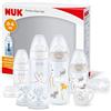 NUK Perfect Start First Choice+ set biberon | 0-6 mesi | 4 bottiglie con controllo della temperatura, succhietto, spazzola per biberon | Senza BPA | safari | 10 pezzi