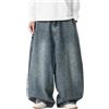 RUMAOZIA Cargo Baggy Wite Bootcut Jeans da uomo Loose Fit Straight Jeans Casual Y2K Pants Denim Pantaloni Straight Leg Outdoor Vintage Pantaloni da lavoro con tasche per viaggi e streetwear, Blu scuro