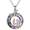 YAFEINI Collana con Cavallo Ciondolo per Ragazze in Argento Sterling 925 Regalo di Gioielli per Donne Amiche (Collana di cavallo di cristallo viola)