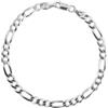 Aka Gioielli - Bracciale Uomo Donna in Argento Sterling 925 Rodiato - Catena Maglia Figaro Piatta 5.3 mm - lunga 20 cm