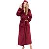 PUTUO Vestaglia Donna Invernale Lunga: Accappatoio con Cappuccio Donna in Microfibra Caldo Morbida per Inverno Bordeaux 2XL-3XL