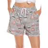 MIA LUCCE Pantaloni da notte da donna, in cotone, da donna, corti, con tasche e coulisse, S-XXL, Tazza da Caffè Stelle Blu, M