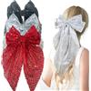 Ypkia Fiocco per capelli da donna con paillette, grande fiocco, con clip in metallo, per donne e ragazze (nero, argento, rosso)